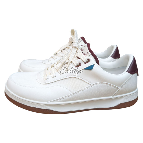 Vessi Courtside Classic Men 10 Waterproof Off White Mahogany Red Lace Up Sneaker - Picture 3 of 10